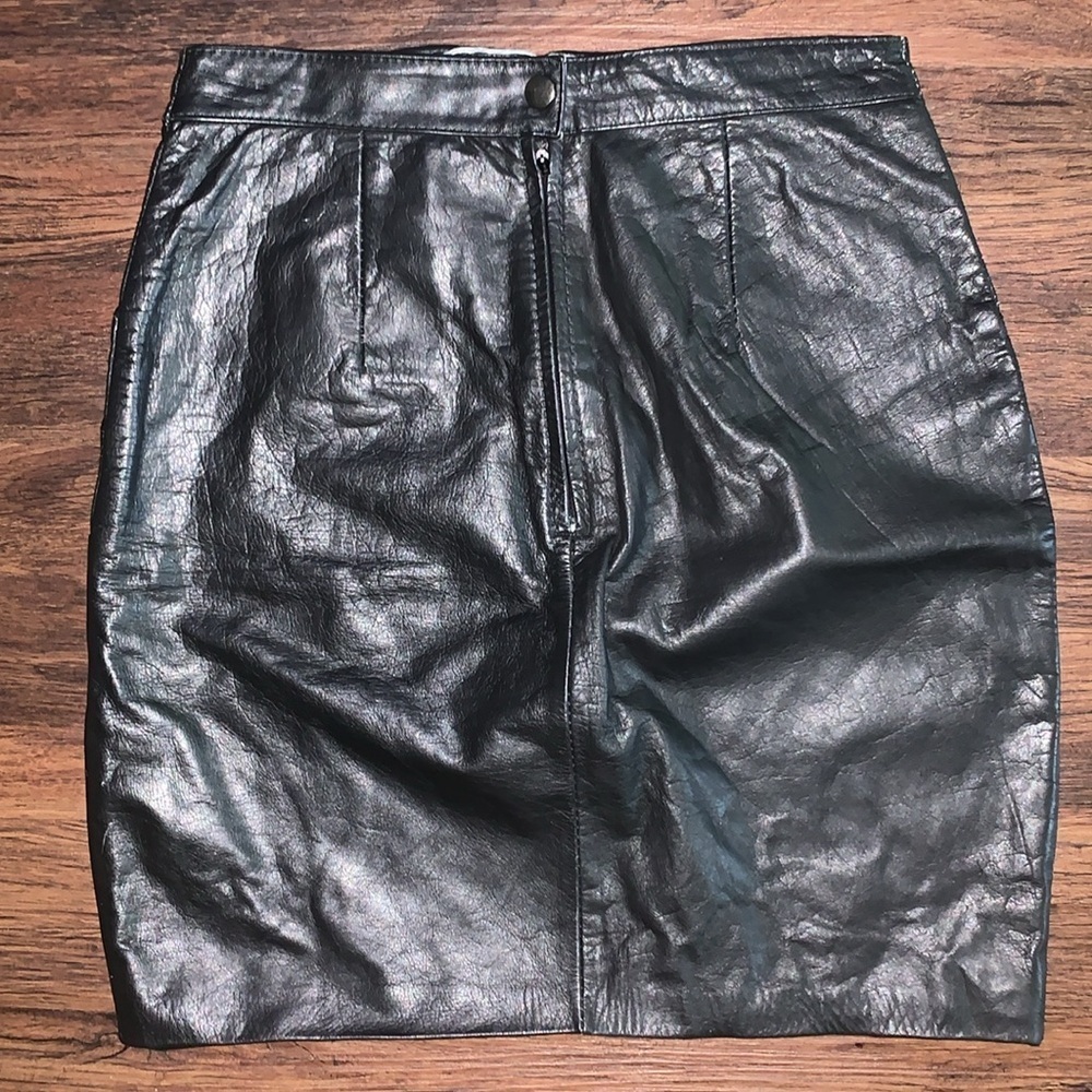Vintage MIURA sheepskin leather skirt size 32 - Picture 2 of 5